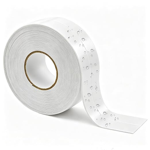 TOUSEA Professional Waterproof Caulk Strip - Self Adhesive White Sealing Tape for Toilet, Tub, Peel and Stick Backsplash Finisher - Renter Friendly, Easy Install (White-1.5IN-10.5FT-N01)