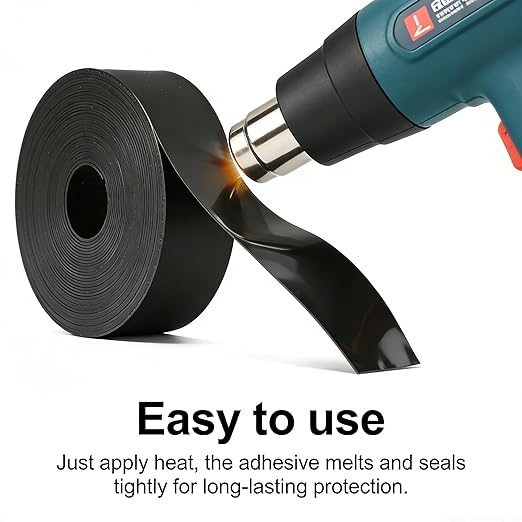 16.5FT Heat Shrink Tape, Electric Heat Tape Shrink Wrap Roll for Electrical Cables, Wires, Pipes, Adhesive Activates Upon Heating Melts and Seals