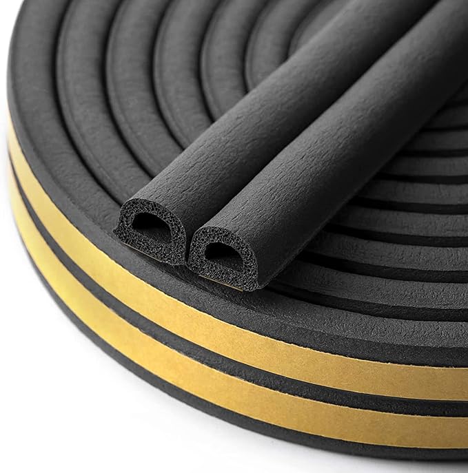 CloudBuyer Door & Window Weather Stripping, Soundproof Insulation Seal Strip with Self-Adhesive Rubber Collision Protection, 16.5 Ft (Black)