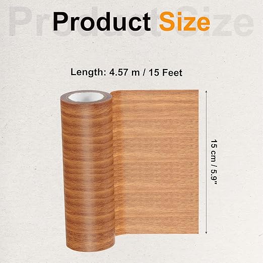 PATIKIL Wood Grain Tape 5.9" x 15 Ft, Self-Adhesive Wood Texture Repair Tape Realistic Wood Effect Contact Paper Patch for Furniture Cabinets Floor Walls Home Decoration, Orange Oak