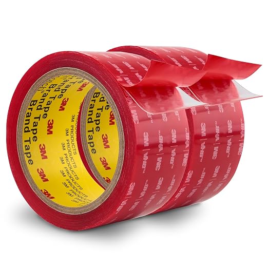 3M Heavy Duty Double Sided Tape 2''x 15.4 Ft 2 Pack Clear | Waterproof Mounting Tape 0.04in Thick 4910 Adhesive Foam Tape for Car Home Office Deco