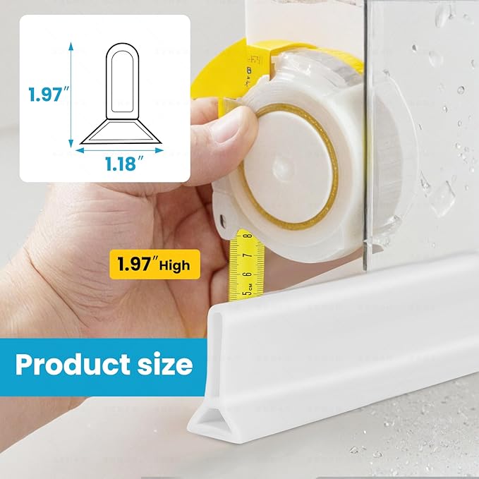 39" Collapsible Shower Threshold Water Dam Shower Water Stopper Barrier Keeps Water Inside Threshold Dry and Wet Separation Suitable for Bathroom Kitchen Sink Bathtub and More