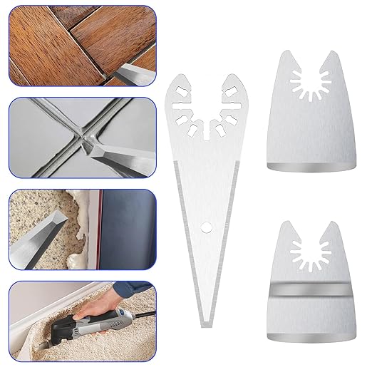9pcs Oscillating Scraper Blades for caulk adhesive sealant removal, Universal Multi tool Quick Release, 3pcs Rigid Scraper, 3pcs Flexible Scraper, 3pcs tapered scraper