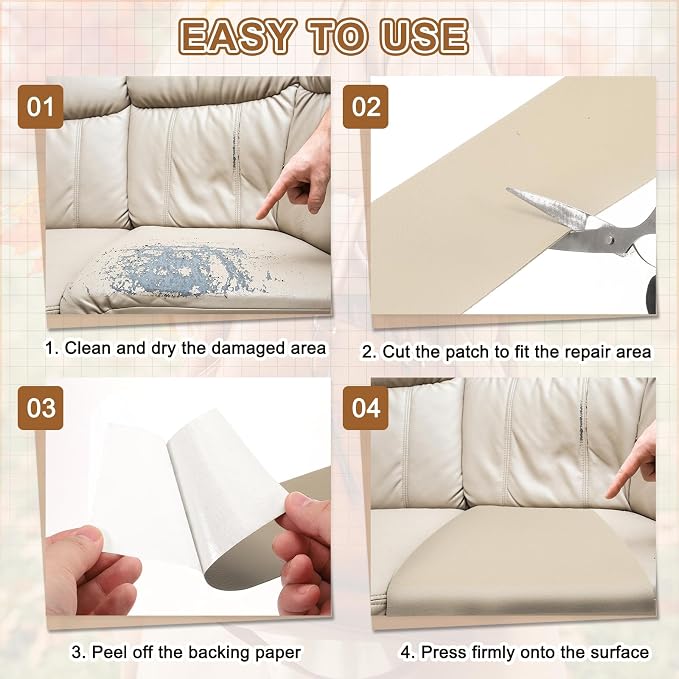 MECCANIXITY Leather Repair Patch 3"x60" Self-Adhesive Leather Vinyl Repair Tape Kit for Furniture Couches Sofa Chair Car Boat Seats Jackets, Dark Coffee