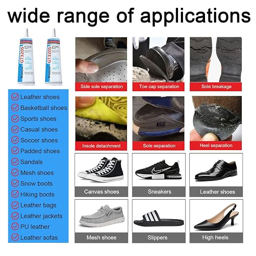 Shoe Glue Sole Repair, Shoe Glues Heavy Duty, Clear, Waterproof, High Strength, Dries in 3 Hrs| Strong Shoe Glue Repair Adhesive for Soles, Heels, Sneakers, Leather Shoes, Boots, Sandals