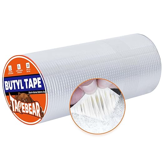 TAPEBEAR Butyl Tape 12inch x16feet, Aluminum Duct Sealing Tape Waterproof Sealant Repair Tape for RV Roof, Boat and Pipe Sealing, Glass & EDPM Roof Leak Patching