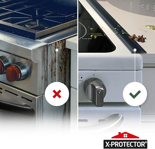 Silicone Stove Gap Cover X-Protector – 50” x 1" Guard Between Stove and Counter – Self-Adhesive Premium Counter Gap Filler – Heat Resistant Oven Counter Gap Protector – Silicone Stove Top Spill Guard