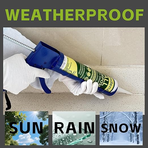 Gray Universal Silicone Caulk, 100% Silicone Sealant Outdoor Waterproof, Flexible Cartridge Adhesive Caulking for Aquarium RV Roof Window Door Kitchen Bathroom Bathtub Shower Seal, 10.1 Oz, 4 Pack