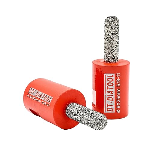 DT-DIATOOL Diamond Mortar Raking Bit for Brick Joints Stone Masonry Granite Diameter 5/16"x1" (8x25mm), 5/8 inch-11 Thread Router Bit 2pcs