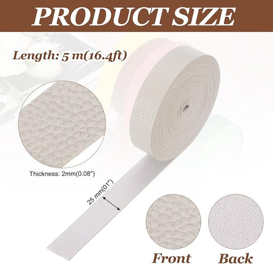 MECCANIXITY Faux Leather Strap, 1" Width x 197" Long Grained Leather Belt Strip Trim Roll for DIY Craft Projects, Pet Collars, Traction Ropes, Bag Straps, Hobby Workshop (Grey)