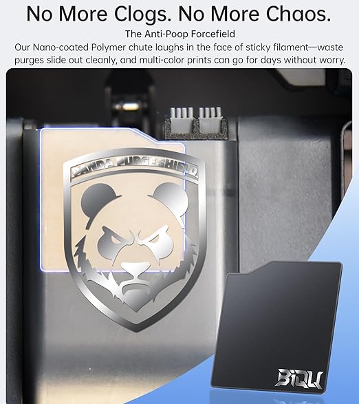 BIQU Panda Purge Shield for Bambu-Lab P1S P1P X1C X1E, BIQU Multi-Color Printing Upgrade Kit Purging Reliability Solution, No More Chute Clogs