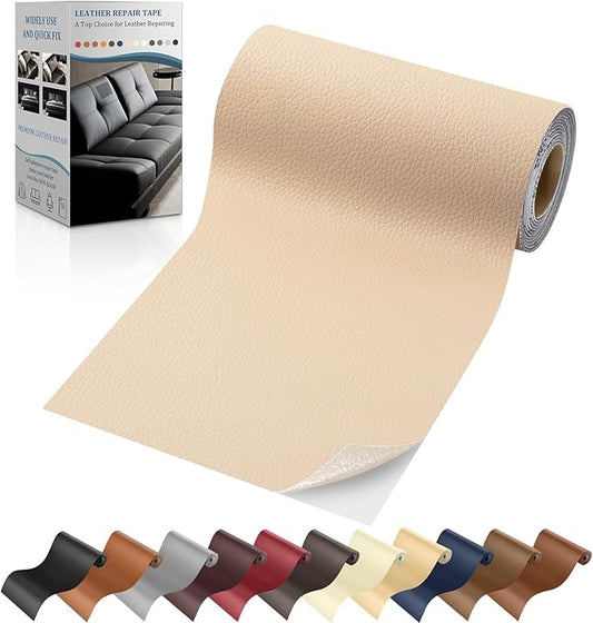 YAFLC Self Adhesive Leather Repair Tape Kit, 4"x 63" Leather Repair Patch for Furniture, Leather Repair Patch for Car seat, Sofas, Couch, Boat Seat Beige Yellow