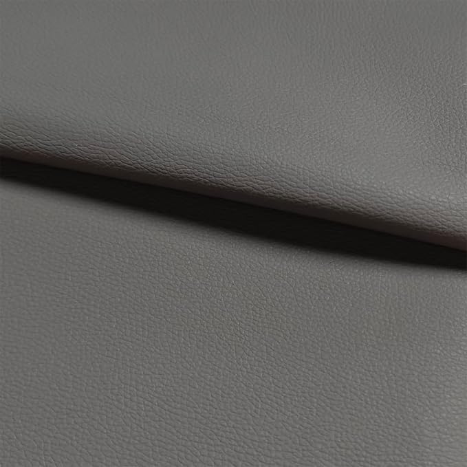 Grey Faux Leather Upholstery Vinyl Fabric, 78x55 Inch Grey Grained Lychee Leather Roll, Anti-Scratch Waterproof Synthetic Leather Material for Upholstery, Marine Boat Seats, Furniture, Sofa