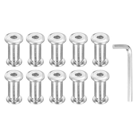 PATIKIL M8x8mm Hex Chicago Screws 10x18mm, 10Pcs 304 Stainless Steel Metric Hex Drive Socket Cap Binding Post Screw Posts for Scrapbook Leather Belt Album Furniture Repair, Silver