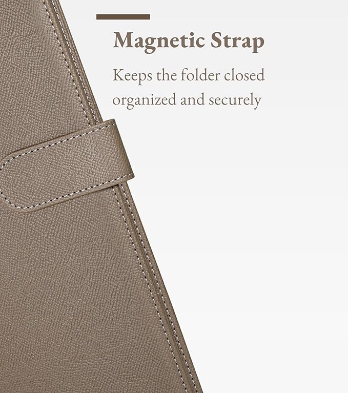 Zreal Padfolio Portfolio Binder with Clipboard & Card Holder, Faux Leather File Folder, Folio Resume Paper Organizer for A4 Letter Size Document, Legal Pad Holder for Women Man (Taupe)