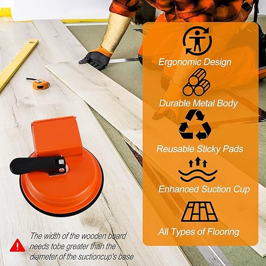 Floor Gap Fixer Tool, Heavy Duty Laminate Floor Suction Cup Repair Tool, for Laminate, Wood, Tile, Vinyl Floor Gap Repair Tool - Durable, Compact, & Efficient Flooring Tools (Yellow)