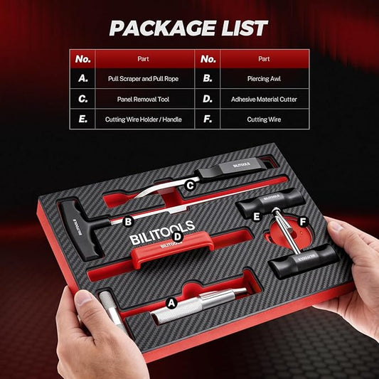 BILITOOLS 7-Piece Windshield Removal Tool Kit for Classic Vintage Car Windscreen Remover Set