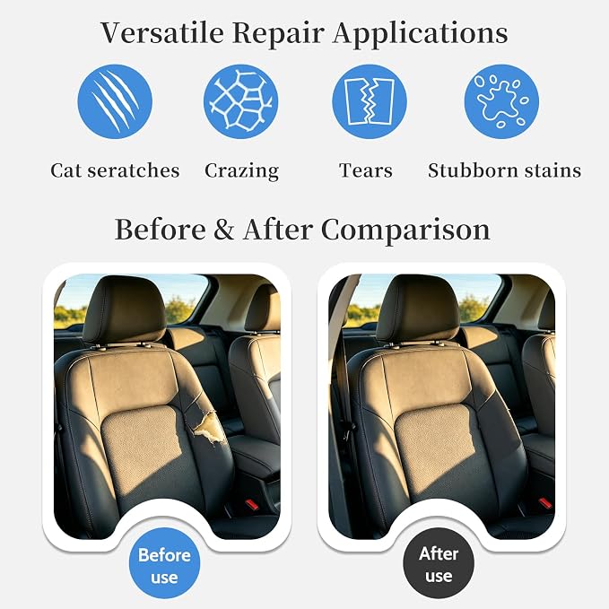 Fadoub Leather Repair Patch Tape Self-Adhesive, 8x11In Heavy Duty Vinyl Patch, Leather Repair Kit for Furniture, Sofa, Couch, Office Chair, Car Seat, Car Interior(Blue)