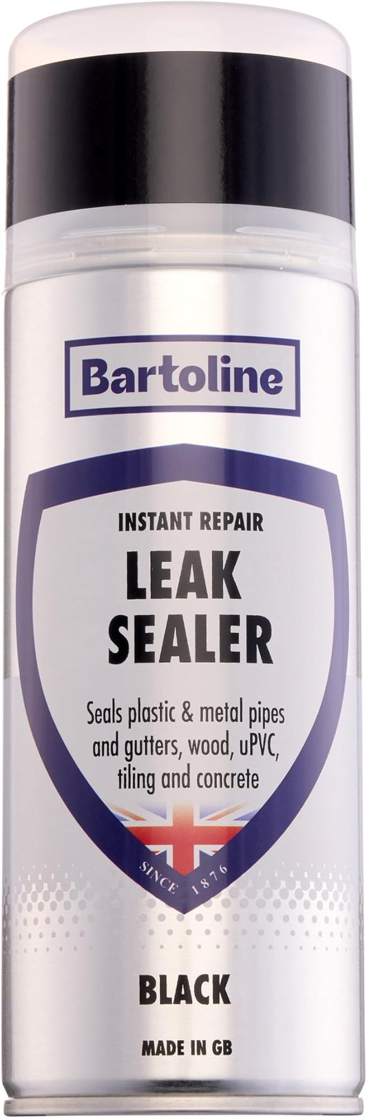 Bartoline Leak Sealer Spray, Black, 13.5 oz - Waterproof Sealant for Roofs, Gutters, Pipes, Cracks & Outdoor Repairs Durable & Overpaintable - 400 ml