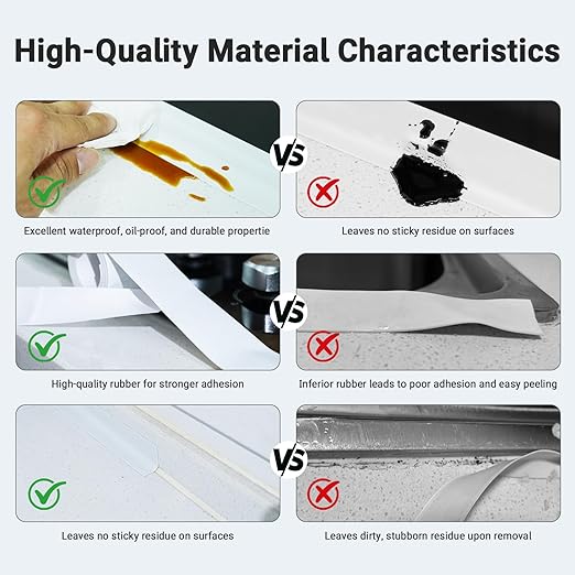 Caulk Tape, Caulking Tape, SOFYIALI Toilet Sealer Around Toilet Base Self Adhesive Sealant Strip for Bathroom, Kitchen Countertop, White (2.2cm x 10.5Ft)