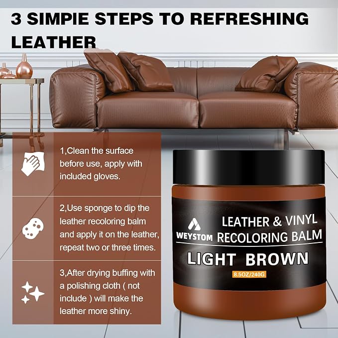Leather Recoloring Balm, Color Restorer Conditioner, Leather Dye for Furniture, Couch Paint and Repair, Scratch Remover, Leather Color for Couches, Leather Repair Kits