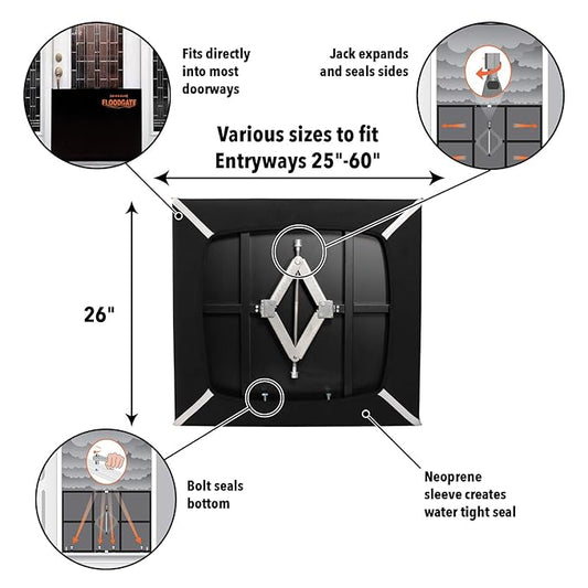 Quick Dam QDFG30 FloodGate, Doorway Flood Guard, 30-35" Openings, 30-in