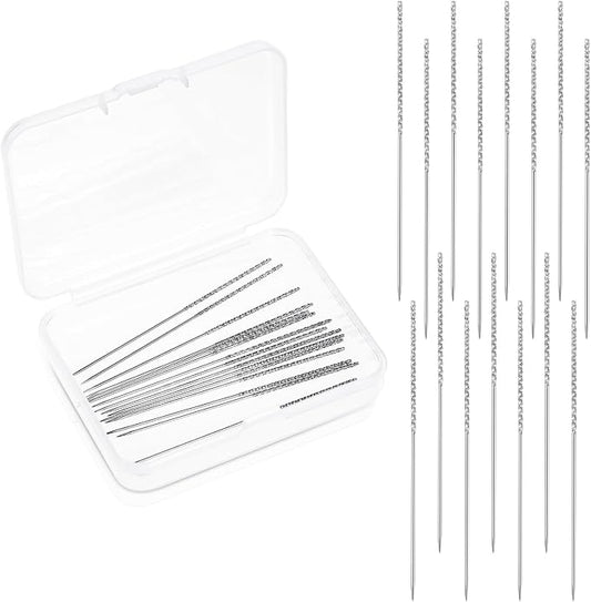 15Pcs Snag Nab It Tool 2.36 x 0.03 Inch Snag Repair Needle Tool with Case, Leather Stitching Needles Sharps for Woven Knitted Cloth Garments Drapes