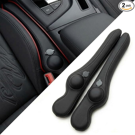 Inflatable Car Seat Gap Filler Strip - 2Pcs Leather Foldable Seat Gap Plug Blocker,Stop Dropping Items,Soft Interior Accessories for All Cars (Black)