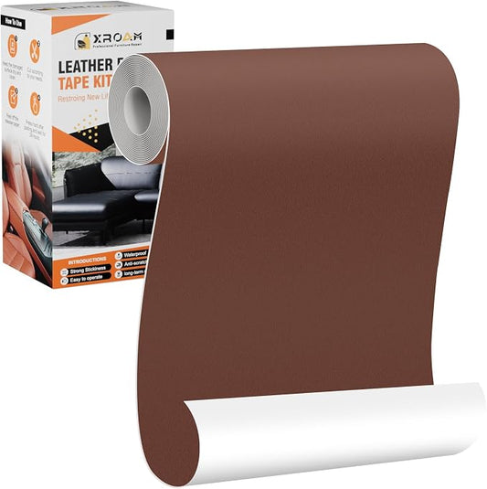 Leather Repair Tape, 4.7x63 inch Leather Patches for Furniture, Self Adhesive Leather Repair Patch for Sofas, Couches, Leather Covers, Seats, Chairs, Vinyl Repair Tape Dark Brown-Fine Grain