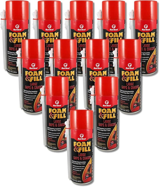 Red Devil 0909 Foam & Fill Large Gaps & Cracks Polyurethane Foam Sealant, 12 oz., Off White, 12 Pack