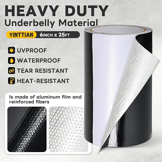YINTTIAN 6 Inch RV Underbelly Tape, Heavy Duty Waterproof Heat-Resistant | Outdoor Repair Patch for Awning, Tarp, Sail and Boat Cover, Permanent Seam Tape for RV Camper Mobile Home