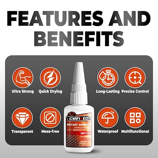 Metal Super Glue 28.3g 1oz, Thick Clear Instant Heavy Duty CA Glue Liquid for Metal Crafts Stainless Steel Aluminum, Strong Multifunctional Cyanoacrylate Adhesive for Glass Ceramic Plastic Wood Rubber