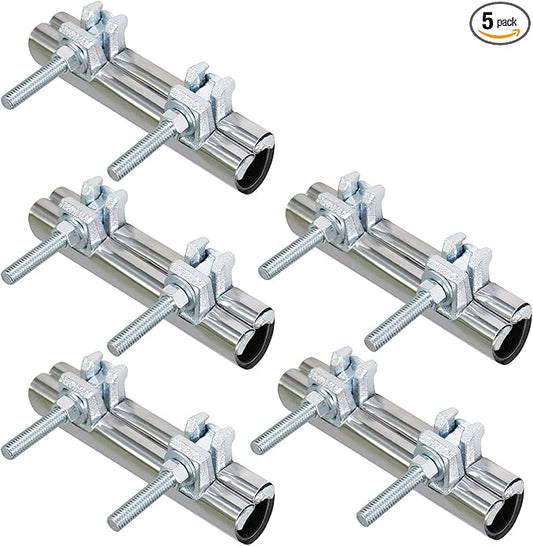 HIGHCRAFT 60150TTSD-5, Single Pipe Repair Clamp 1-1/2'', Double Bolt, 6” Long, Stainless Steel (5 Pack), Chrome