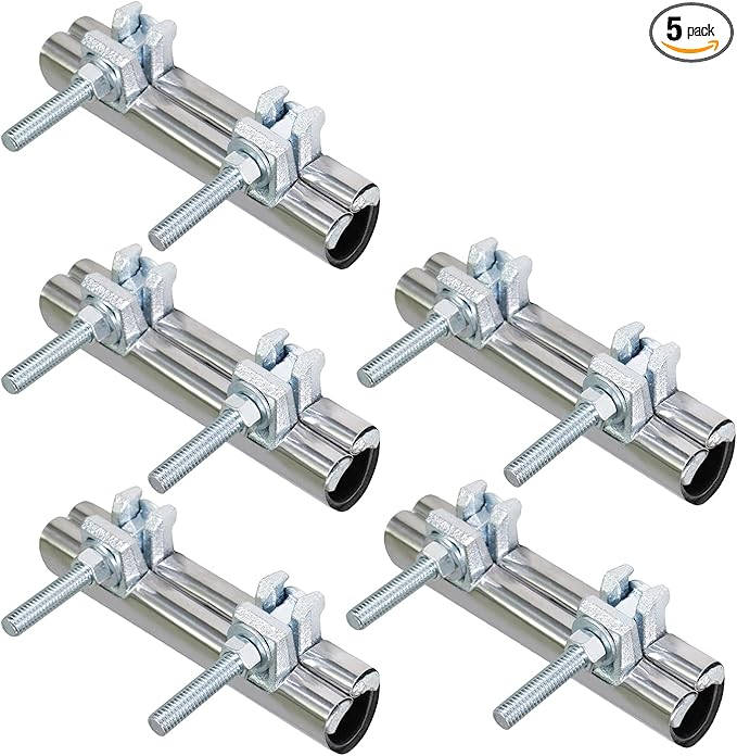 HIGHCRAFT 60250TTSD-5, Single Pipe Repair Clamp 2-1/2'', Double Bolt, 6” Long, Stainless Steel (5 Pack), Chrome