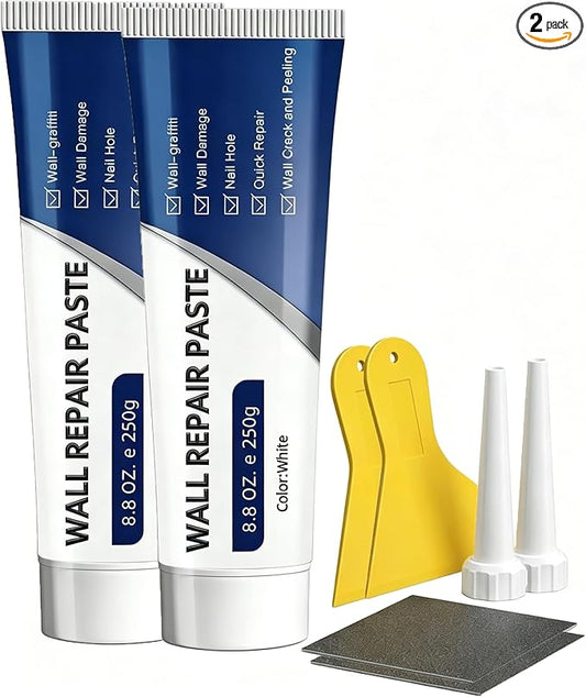 Efficient Drywall Repair Kit with Scraper, Wall Mending Agent for Holes & Cracks, Quick Drying Drywall Patch Paste Multi-Functional Kit for DIY Home Fix (2 pcs)