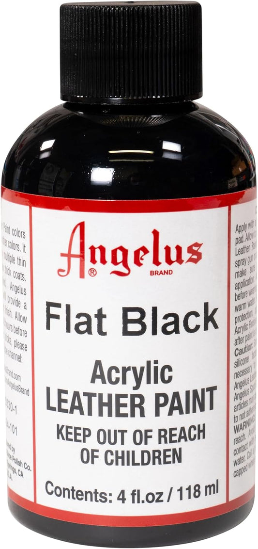 Angelus Acrylic Leather Paint for Shoes, Sneakers, Leather, Canvas, Furniture, and More - 4 Fl Oz, Flat Black