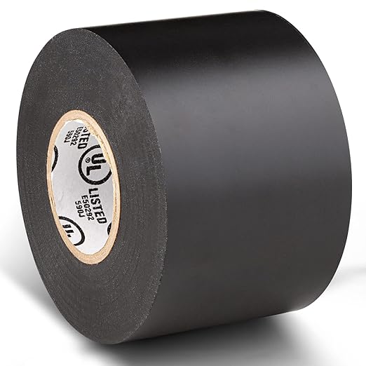 Wide Electrical Tape - Heavy Duty Thick Flame Retardant Black Electrical Tape, Industrial Grade Waterproof PVC Vinyl Roll, 2in x 66ft, 7 Mil, 600V - UL/CSA Listed