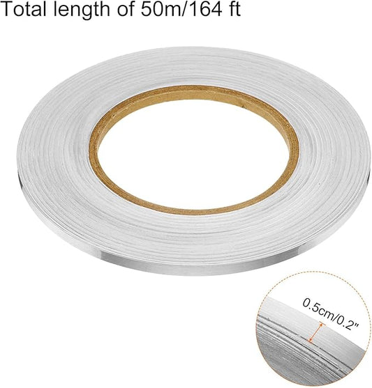 HARFINGTON 2Pcs Floor Tiles Silver Foil Lines Metallic Mirror Tape 0.2" x164 Ft Self Adhesive Decor Floor Wall Seam Sticker Waterproof Gap Sealing Tape for Kitchen Bathroom Cabinet