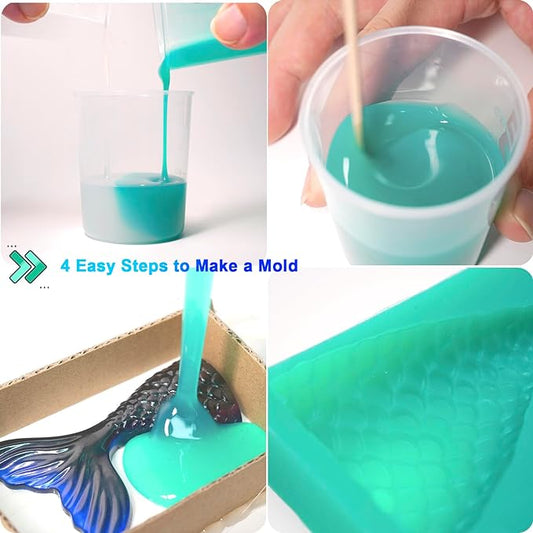 BBDINO Silicone Mold Making Kit - Super Elastic Silicon for Mold-Making 2 Gallons - Platinum Grade 1A:1B Mixing- Ideal for Resin/Silicone/Soap Molds Casting Jade Green