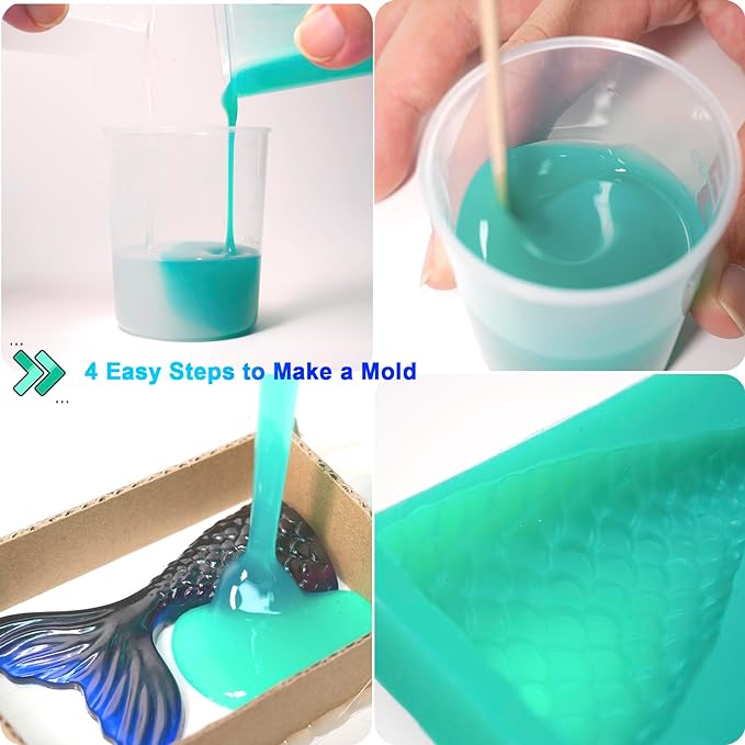 BBDINO Super Elastic Silicone Mold Making Kit 70.56 Oz, Liquid Silicone for Mold Making, Silicon Rubber for Molds Maker 1:1 by Volume Ideal for Casting with Resins | Plaster | Candle | Soap etc.