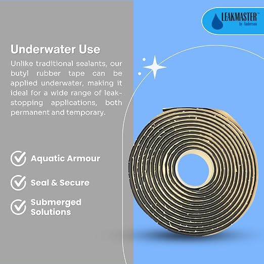 Conduit Butyl Tape for Leakmaster Anderson Manufacturing - BT15 Butyl Sealant Tape for Leak - Underwater Seal Tape w/o Messy Butyl Caulk Guns - Moldable Butyl Rubber Sealant Gap Filler (15 ft. Roll)