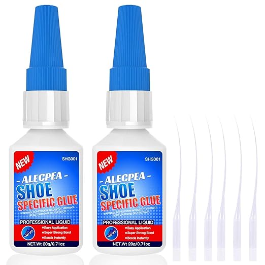 ALECPEA 2Pack 20g Shoe Glue - Ultimate Strength Adhesive for for Soles Boots Sneakers Heels Hiking Shoes Leather Handbags - Quick Set in 15 Seconds