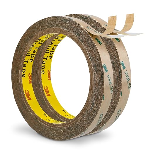3M 300LSE Double Sided Tape 0.5" x 36Ft, Clear – 2 Pack | Heavy Duty Adhesive Tape for Electronics, Laptop & Phone Repairs, Arts, Crafts, Leather Work, Card Making