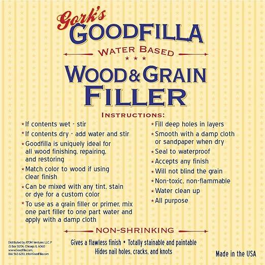 Goodfilla Red Oak, 1 Gallon (13.5lbs) Wood and Grain Filler, Stainable, Sandable, Zero Waste, Non-Toxic, USA Made