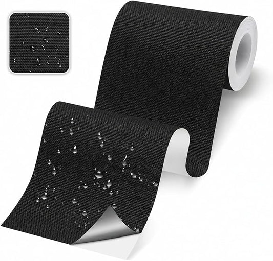Self-Adhesive Canvas Fabric Repair Tape, 3.9"x79" Heavy Duty Waterproof Fabric Repair Patch for Sofa, Tent, Boat Covers, Chairs, Awning & Camping Outdoor Gear, Black