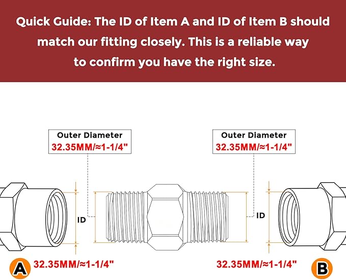 Pack of 2, 1" MNPT to 1" MNPT Solid Brass Hex Nipple Hose Connectors with Sealing Tape, Male Pipe Adapter for Pipe Leak Repair, Bathroom Remodeling, Tool Extensions, Compression