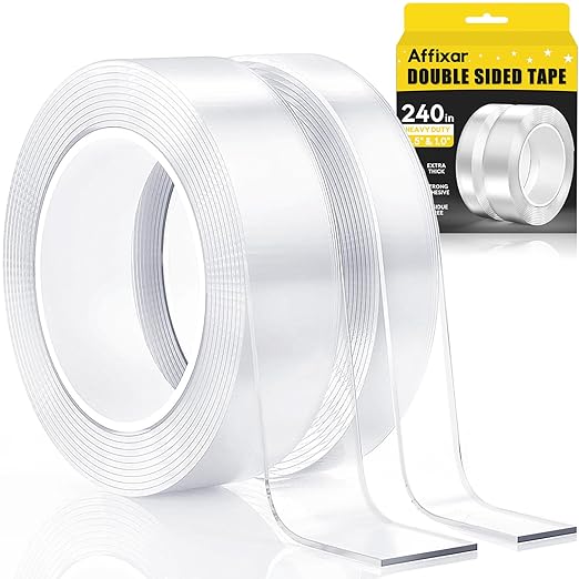 Double Sided Tape Heavy Duty 240", Extra Strong Waterproof Removable Nano Mounting Tape for Posters, Rugs, Picture Hanging, Wall Decor, Office & Outdoor Use Binding Tape