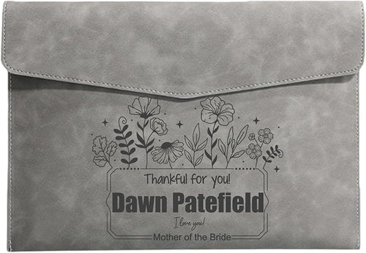 Customized A4 File Folder Expandable File Organizer,Personalized Name PU Leather Envelope Holder for Work、School、Home、Office (Grey)