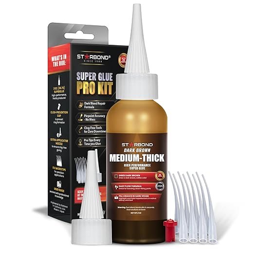 STARBOND Dark Brown CA Glue Pro Kit (2 oz) – Premium Knot-Filler Medium-Thick Cyanoacrylate Super Glue – for Woodworking, Woodturning, Carpentry, Void Filling, Crack & Guitar Repair
