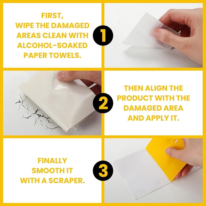 Repair Patch Kit 8 Pcs RV Roof Tapes White 4 x 6 Inches RV Repair Sealant Tapes with Wipes & Scraper Set for Stop Camper Roof Leaks Weatherproof Waterproof for Camper Trailer Boat